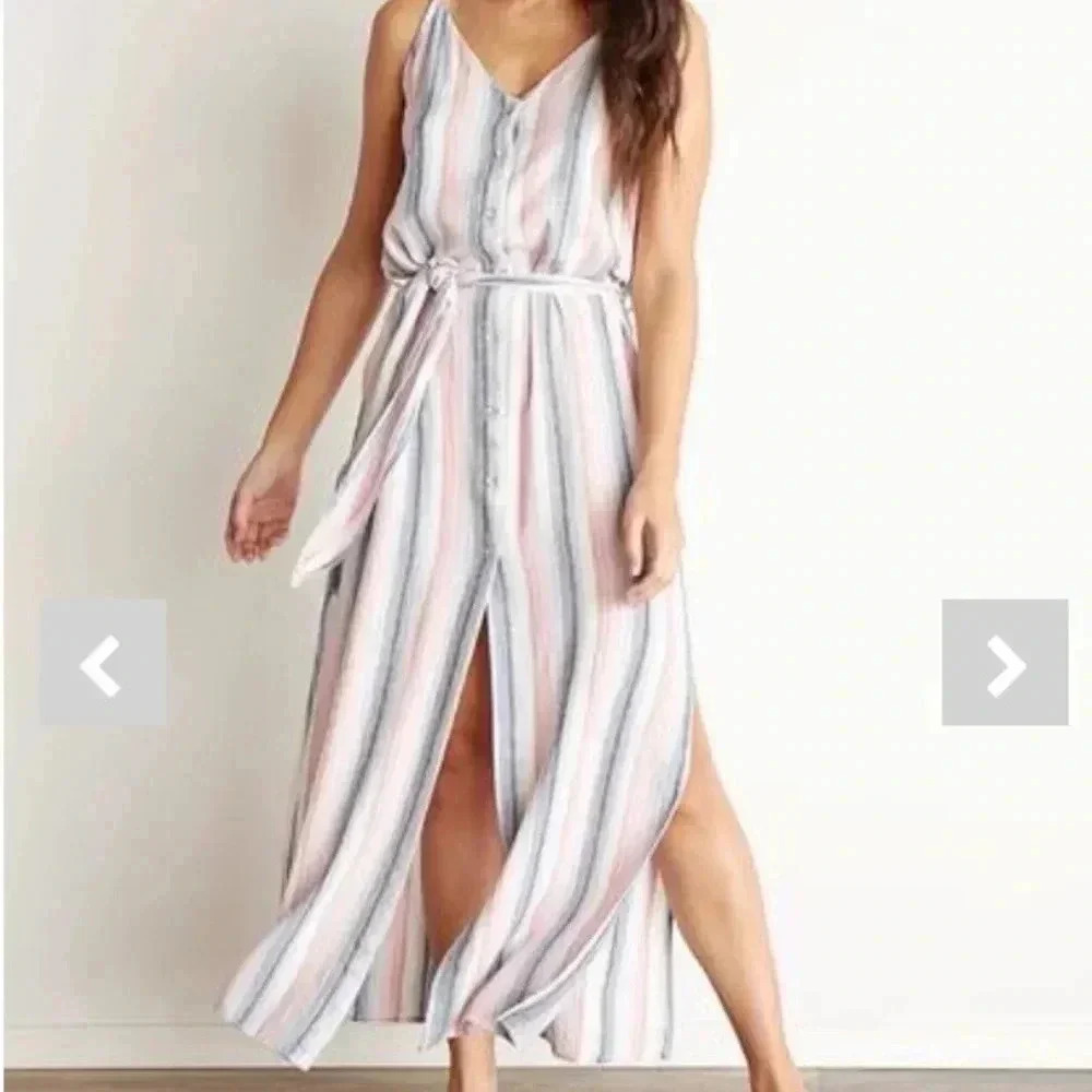 Bella Dahl Fairycore Belted Stripped Maxi Dress Size M